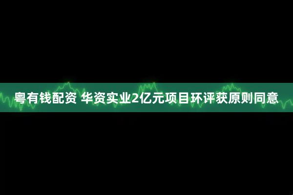 粤有钱配资 华资实业2亿元项目环评获原则同意