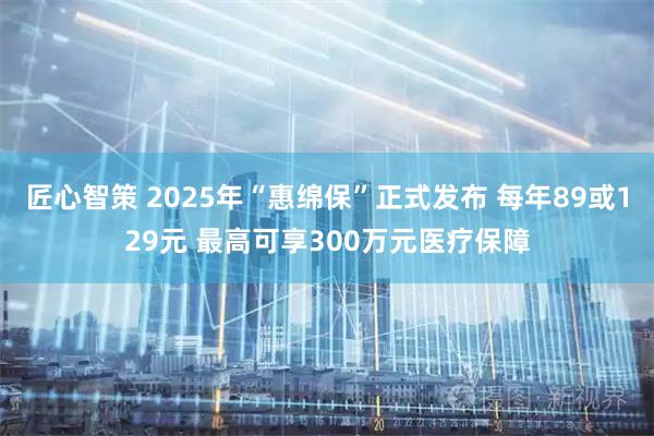 匠心智策 2025年“惠绵保”正式发布 每年89或129元 最高可享300万元医疗保障